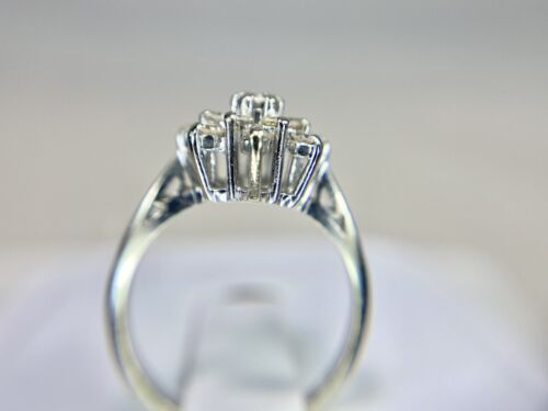 Vintage 14k White Gold Natural Round Single Cut Diamond Cluster Cocktail Ring