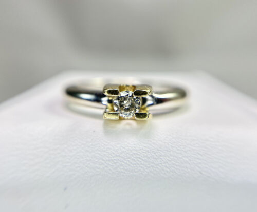 14k White Yellow Gold Natural Round Brilliant Diamond Solitaire Engagement Ring