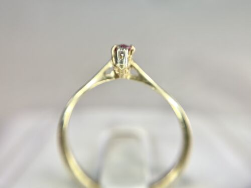 Vintage 14k Yellow Gold Natural Marquise Rhodolite Garnet Round Diamond Ring