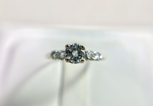 Vintage 14k White Gold Natural Round Diamond Classic Engagement Ring