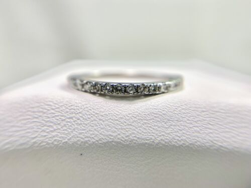 14k White Gold Natural Round Brilliant Diamond Stackable Wedding Band Ring