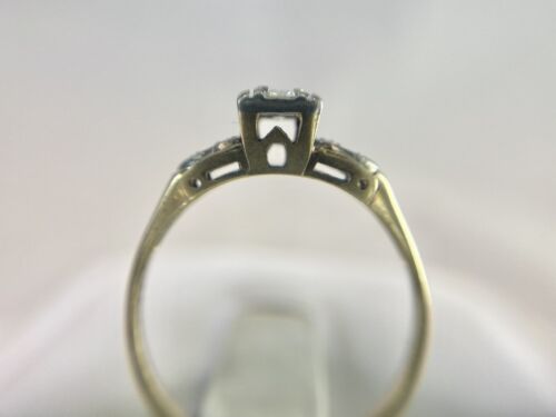 Vintage Art Deco 14k Yellow Gold Natural Round Diamond Small Engagement Ring