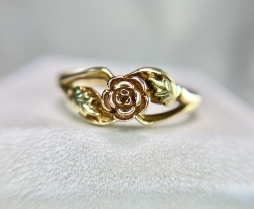 Vintage 10k Yellow Rose Gold Hand Crafted Small Flower Ring