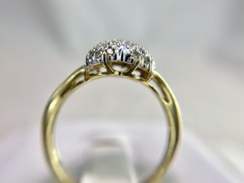 10k Yellow Gold Round Natural Diamond Heart Shape Dome Cocktail Ring