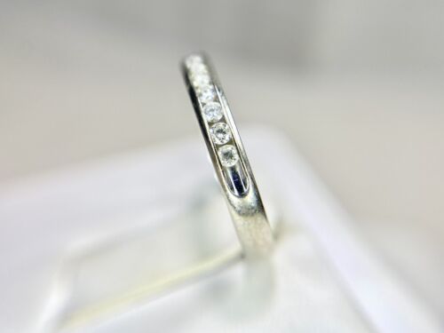 10k White Gold Natural Round Brilliant Diamond Channel Set Wedding Band Ring