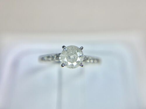 Vintage 10k White Gold Natural Round Brilliant Rustic Diamond Engagement Ring