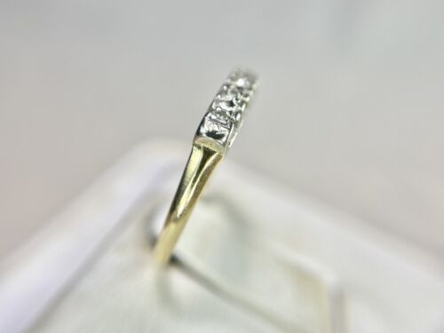 Vintage 14k Yellow Gold Natural Round Single Cut Diamond Wedding Band Ring