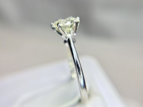 Vintage 14k White Gold Natural Round Diamond Solitaire Certified Engagement Ring