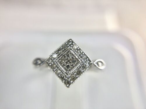 14k White Gold Round Single Cut Natural Diamond Cluster Engagement Ring 1/4 ct