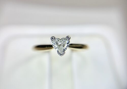 Vintage 14k Yellow Gold Natural Heart Shape Diamond Solitaire Ring