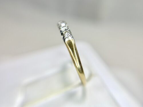 Vintage Art Deco 14k Yellow Gold Round Single Cut Diamond Wedding Band Ring