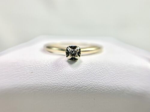 Vintage 14k Yellow Gold Natural Round Diamond Small Solitaire Engagement Ring