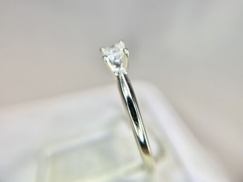 10k White Gold Natural Square Princess Cut Diamond Solitaire Engagement Ring