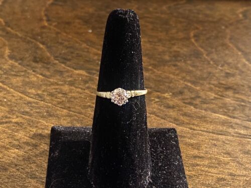 Art Deco 14k Yellow Gold Natural Old European Diamond Solitaire Engagement Ring