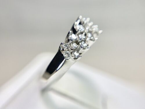 Vintage 14k White Gold Natural Round Brilliant Diamond Statement Cocktail Ring