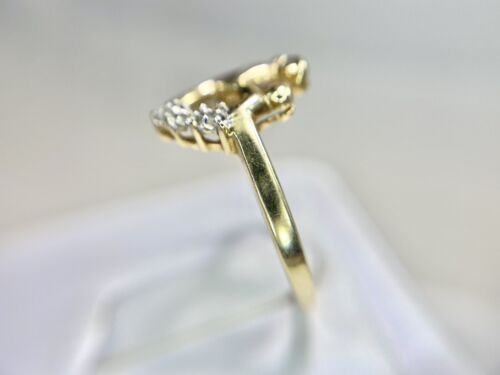 Vintage 10k Yellow Gold Natural Round Diamond Mother Child Heart Shape Ring