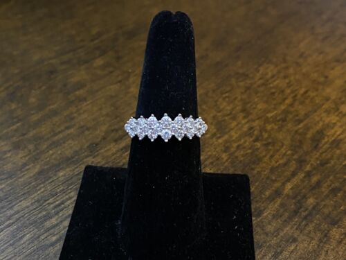 Vintage 14k White Gold Natural Round Brilliant Diamond Statement Cocktail Ring