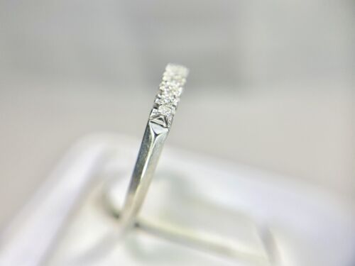 Art Deco 14k White Gold Natural Round Single Cut Diamond Wedding Band Ring