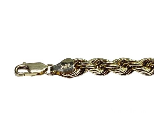 10k Yellow Gold Hollow Lightweight Mens Rope Style Thick Bracelet 