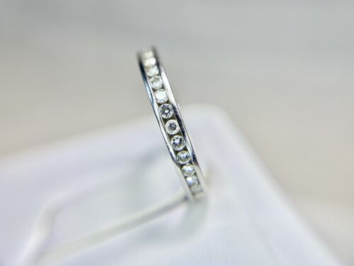 18k White Gold Natural Round Brilliant Diamond Channel Set Eternity Band Ring