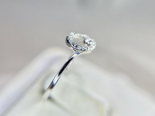 10k White Gold Designer Natural Round Brilliant Diamond Oval Shape Pave Ring