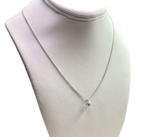 Vintage 14k White Gold Natural Square Radiant Cut Diamond Solitaire Necklace