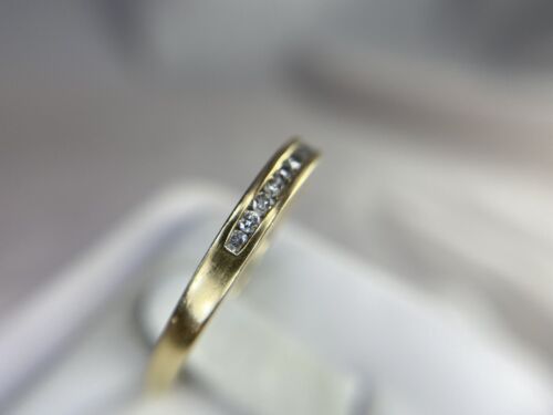 14k Yellow Gold Round Brilliant Diamond Channel Set Wedding Band Ring 1/5