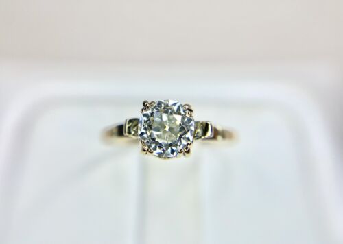 Art Deco Yellow Gold Old European Natural Diamond Solitaire Engagement Ring