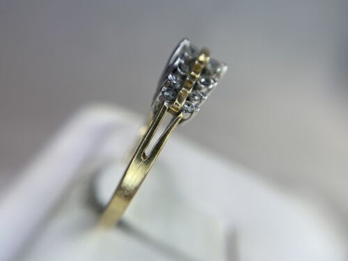 Vintage 10k Yellow Gold Natural Round Diamond Two Row Pyramid Ring 1/4 ct