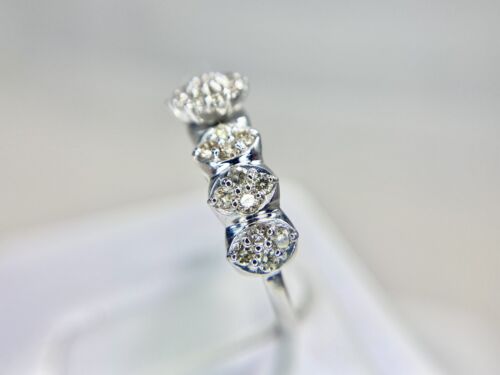 18k White Gold Natural Round Brilliant Diamond Cluster Engagement Ring 1/2 ct