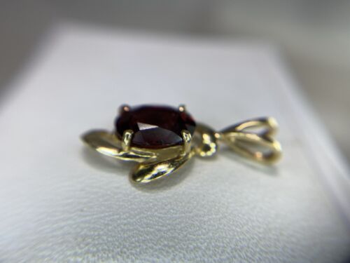 Vintage 14k Yellow Gold Natural Oval Rhodolite Garnet Solitaire Pendant 2.00 ct 