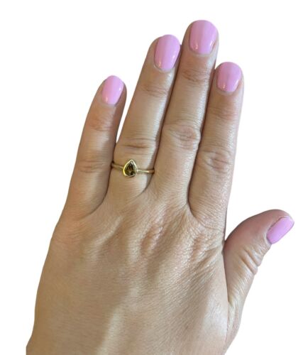 14k Yellow Gold Natural Fancy Color Pear Shape Diamond Bezel GIA Engagement Ring