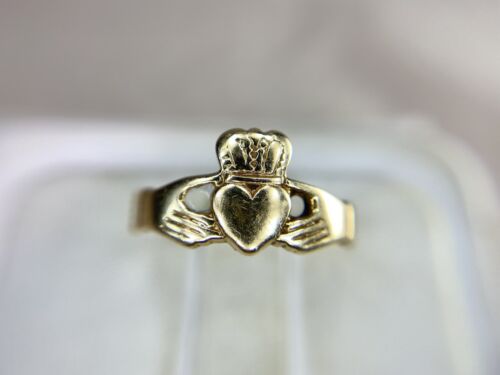 Vintage 10k Yellow Gold Claddagh Ireland Classic Heart Shape Ring