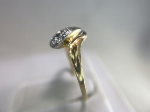 Estate 10k Yellow Gold Signed Natural Round Single Cut Diamond Small Ring