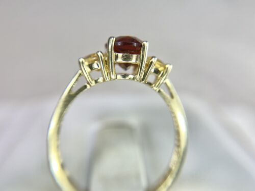 14k Yellow Gold Designer Signed Natural Oval Shape Rhodolite Garnet Citrine Ring