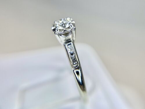 Art Deco Designer 18k White Gold Natural Old European Diamond Engagement Ring