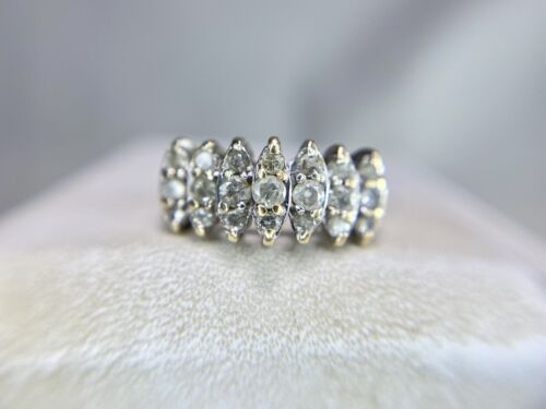 Vintage 10k Yellow Gold Natural Round Brilliant Diamond Pyramid Ring 1/2 TCW