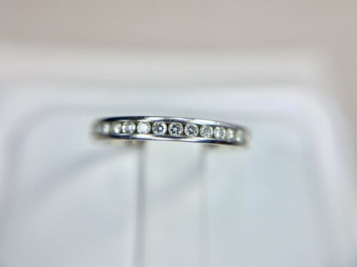 18k White Gold Natural Round Brilliant Diamond Channel Set Eternity Band Ring