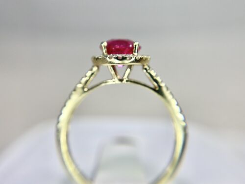 10k Yellow Gold Designer Signed Round Pink Sapphire Halo Engagement Ring