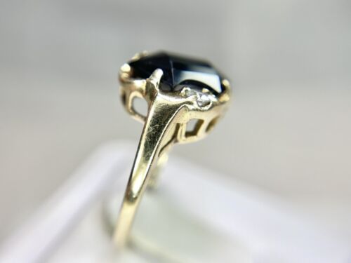 Vintage Victorian Era 10k Yellow Gold Custom Cut Black Onyx Cocktail Ring