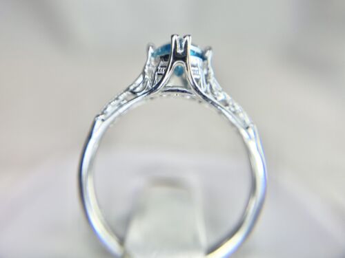 Art Deco 14k White Gold Fancy Blue Color Marquise Diamond Engagement Ring