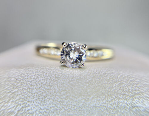 Vintage 14k Yellow Gold Natural Round Diamond Classic Engagement Ring 1/2 TCW