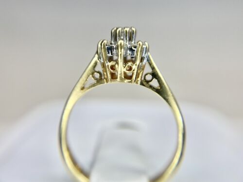 Vintage 14k Yellow Gold Natural Round Single Cut Diamond Small Cocktail Ring