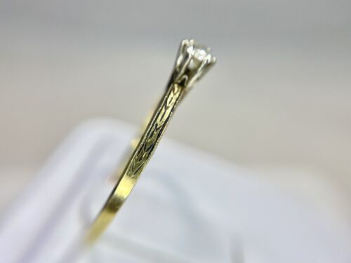 Art Deco 14k Yellow Gold Natural Old European Diamond Solitaire Engagement Ring