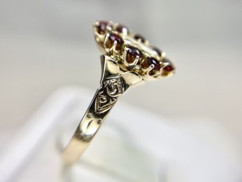 Victorian Era 10k Rose Gold Natural Marquise Diamond Red Garnet Engagement Ring