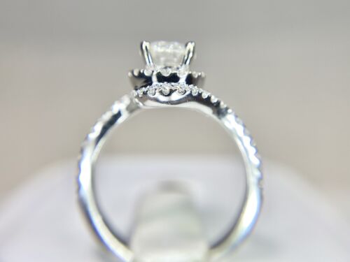 14k White Gold Natural Round Brilliant Diamond Halo Bypass Engagement Ring