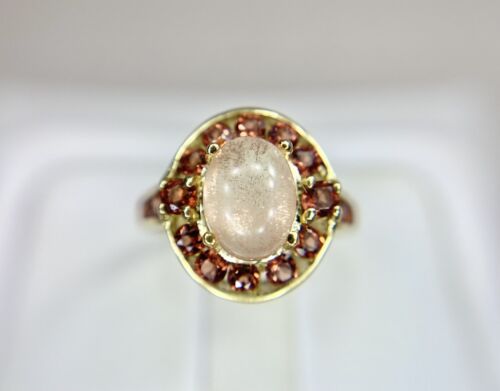 Vintage 14k Yellow Gold Oval Cabochon Morganite Filigree Cocktail Ring