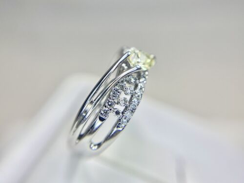 18k White Gold Yellow Color Pear Shape Round Natural Diamond Statement Ring