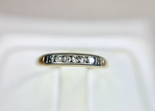 Vintage Art Deco 14k Yellow Gold Round Single Cut Diamond Wedding Band Ring