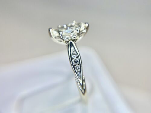 14k White Gold Designer Natural Marquise Cut Round Diamond Engagement Ring